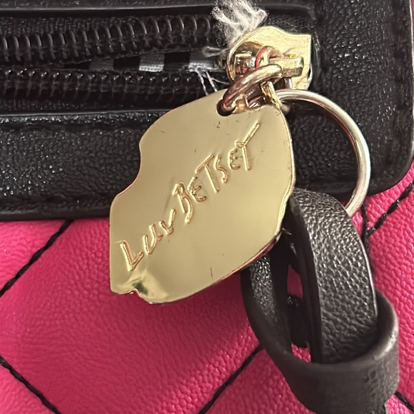 Betsey Johnson Pink Fuchsia Quilted Faux Leather Backpack Purse W/Panda Plush - Picture 3 of 8